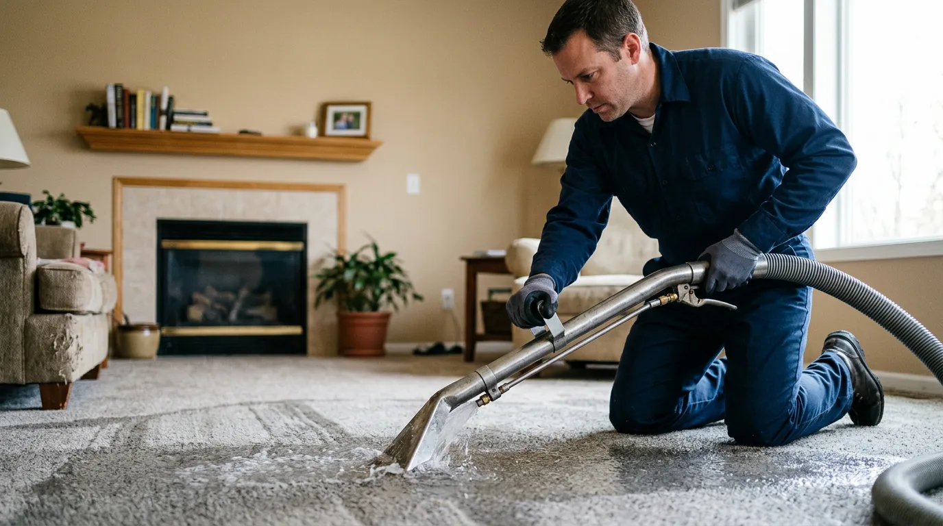 Water damage restoration technician working near Attleboro Falls, MA